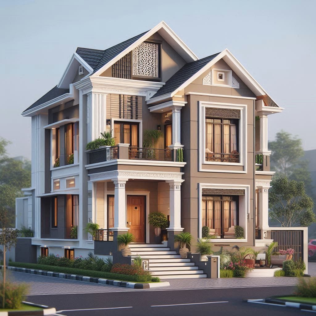 realistic modern middle class South Indian house slightly smaller - Chaya Innovation